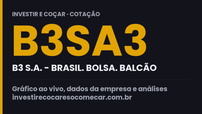 Capa da cotação de B3SA3 (B3 S.A. - BRASIL. BOLSA. BALCÃO)