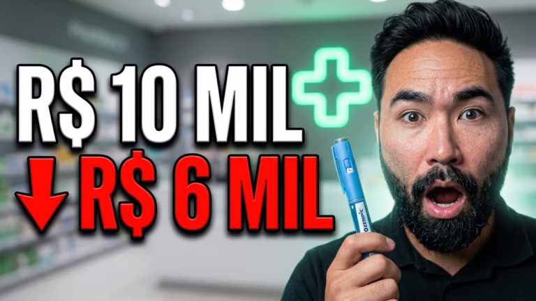 Thumbnail do vídeo sobre a dona do Ozempic e a queda das farmácias