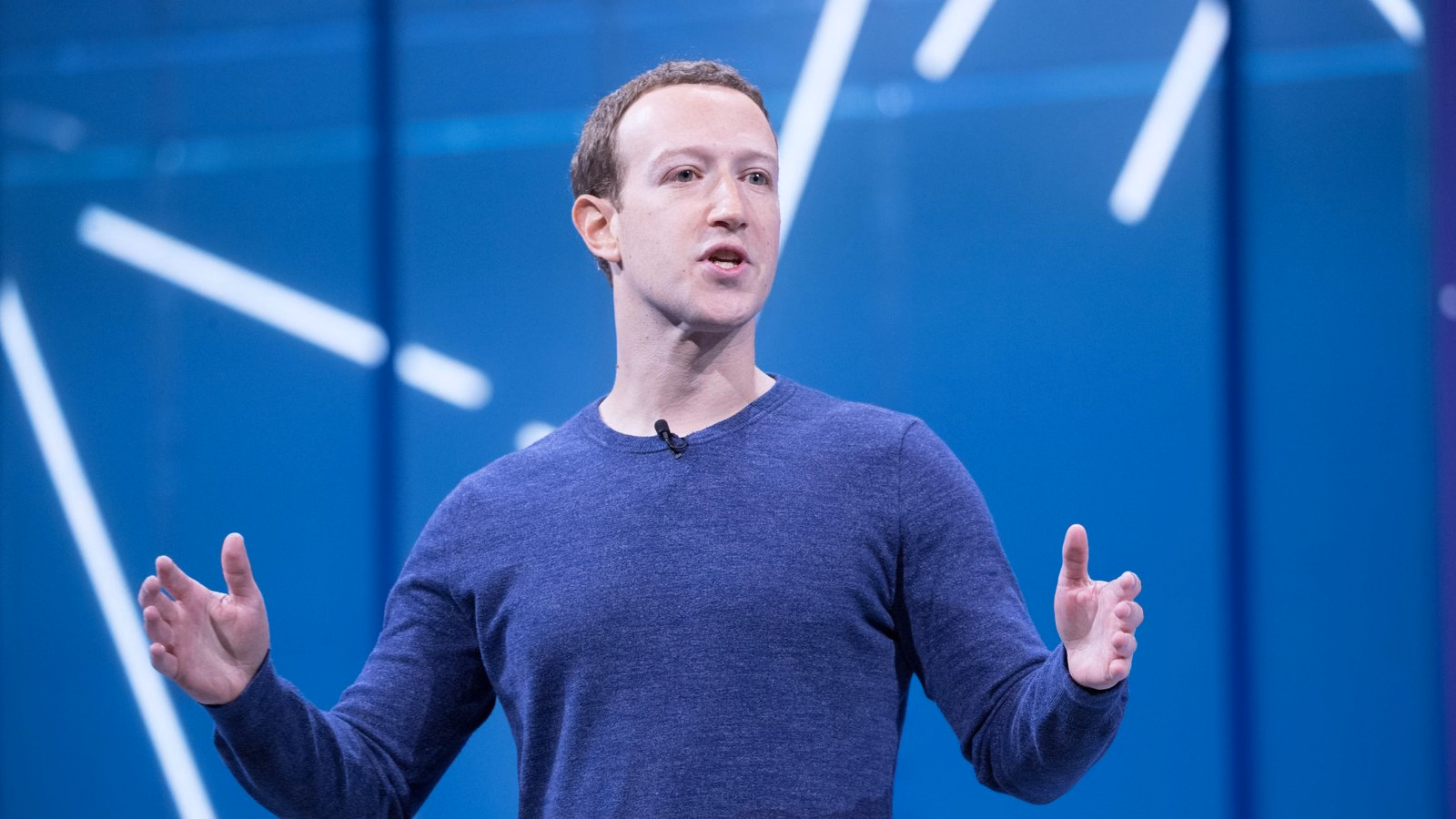 Mark Zuckerberg, presidente da Meta, discursando em palco