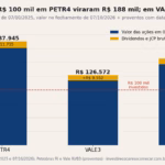 R$ 100 mil em PETR4 viraram R$ 188 mil em 12 meses; em VALE3, R$ 127 mil. O que explica a diferença