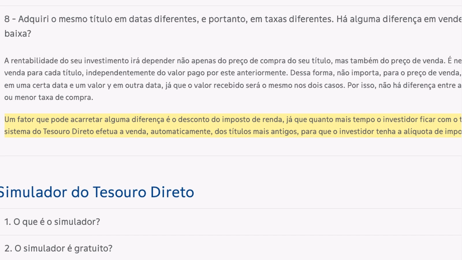 Resposta da B3 explicando que o Tesouro Direto vende automaticamente os títulos mais antigos